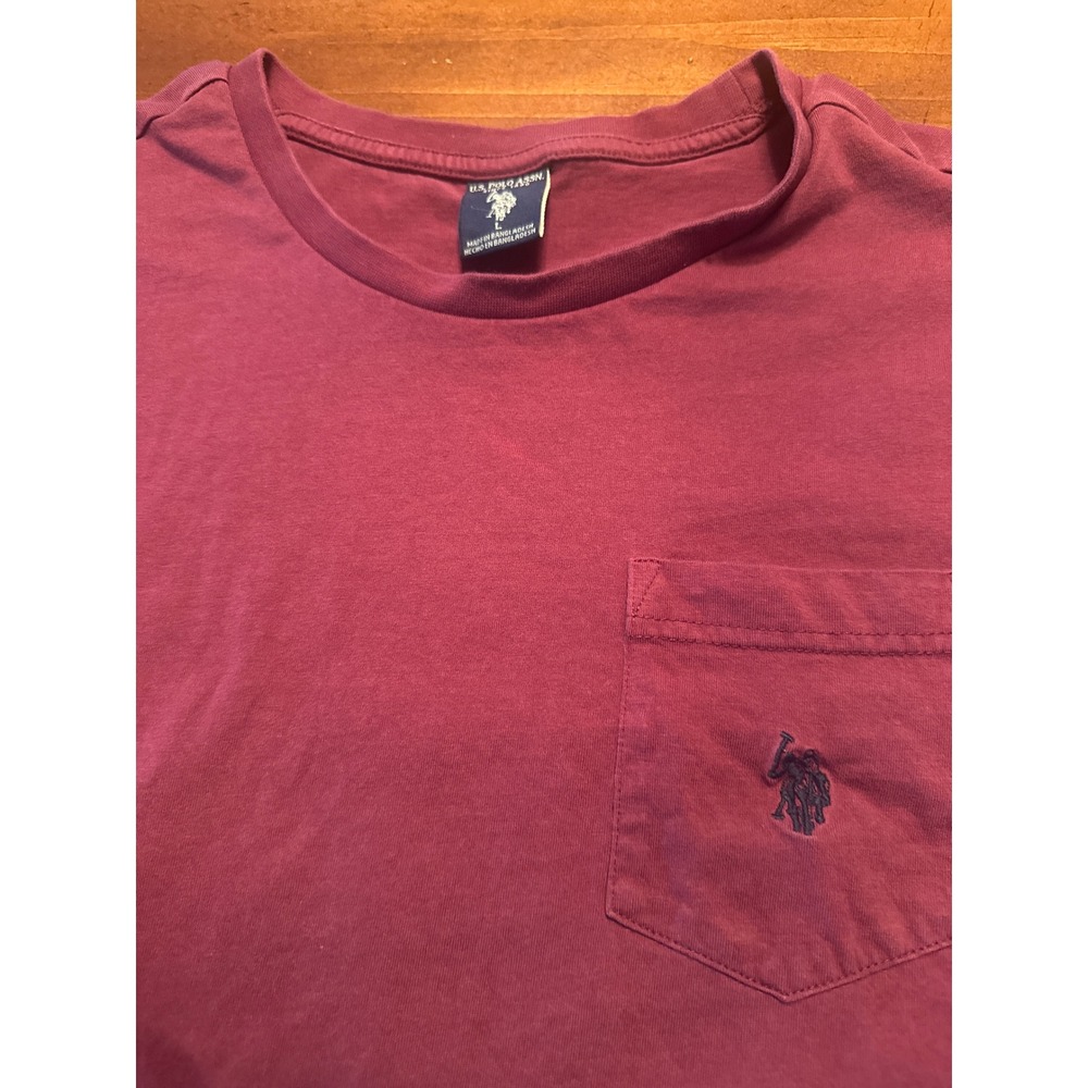 U.S. Polo Assn. T-Shirt Mens L Burgundy Excellent Pocket Logo Tee